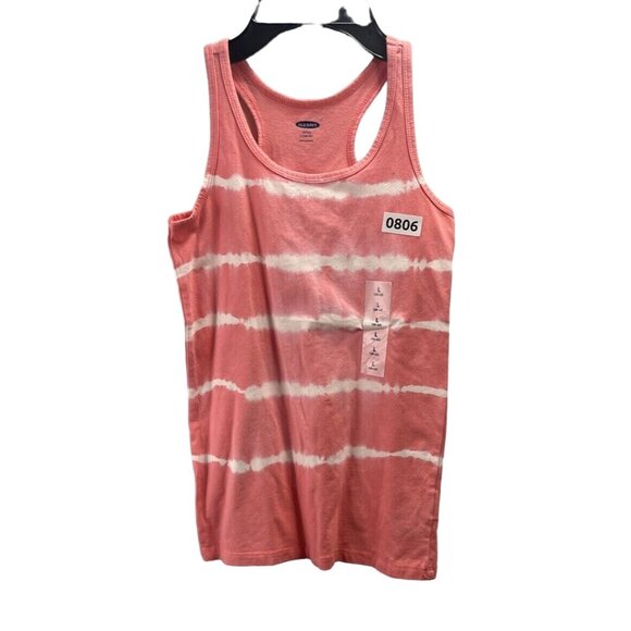 Old Navy Girls Tank Top Fitted Sleeveless Orange And White Striped Size L - Picture 1 of 7